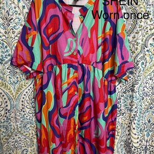 Colorful Button-Up Dress